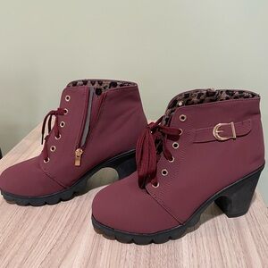 Elegant Burgundy Heeled Boots